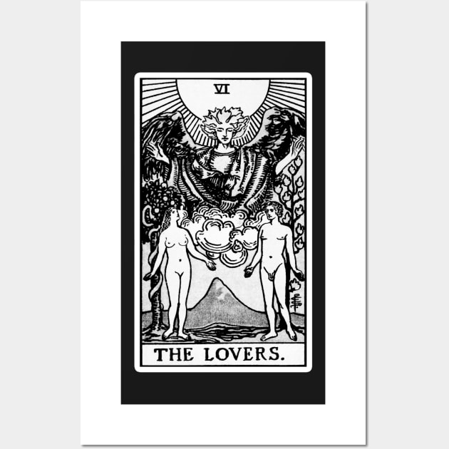 VI. The Lovers Tarot Card Black and white Wall Art by wildtribe